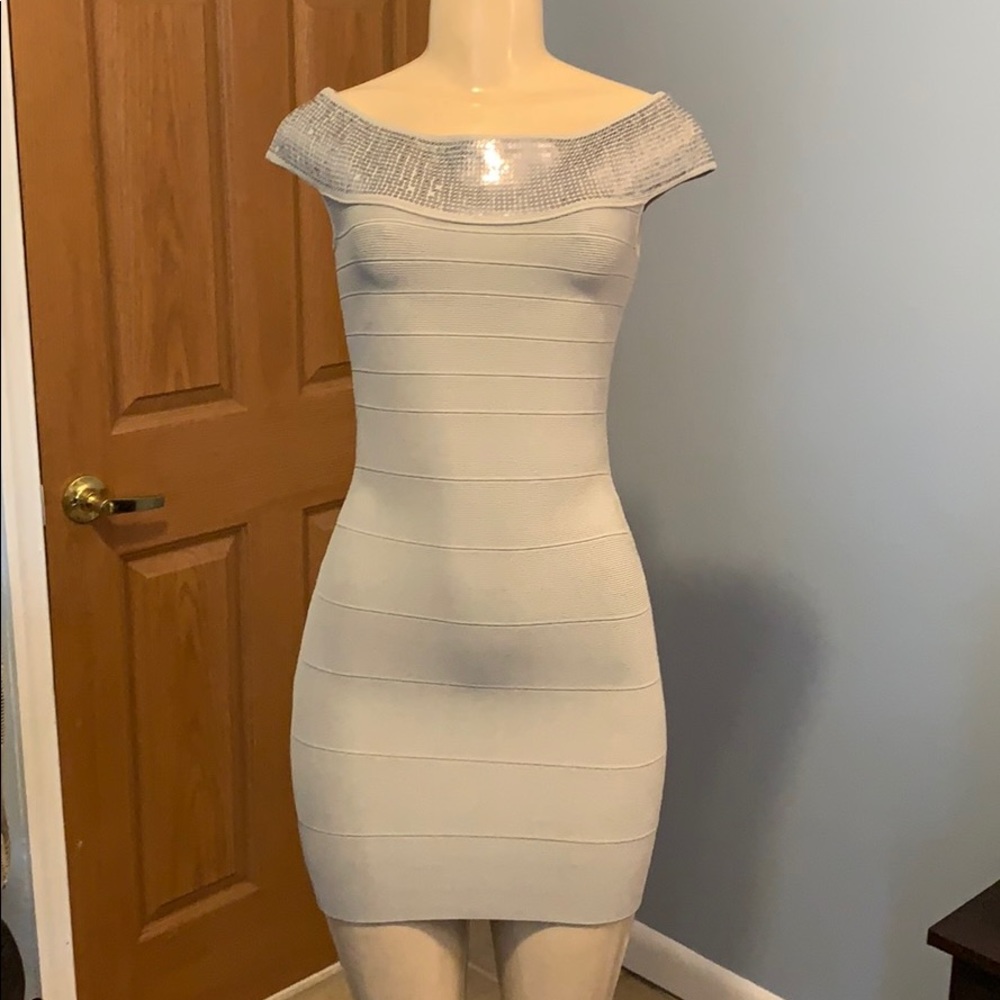 Guess Sequin Trim Bondage Mini Dress